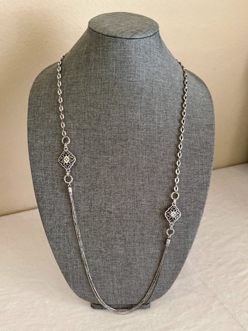 Brighton Women's Elegant Charm Long Adjustable Necklace Silver Plated & Crystals - Picture 15 of 15